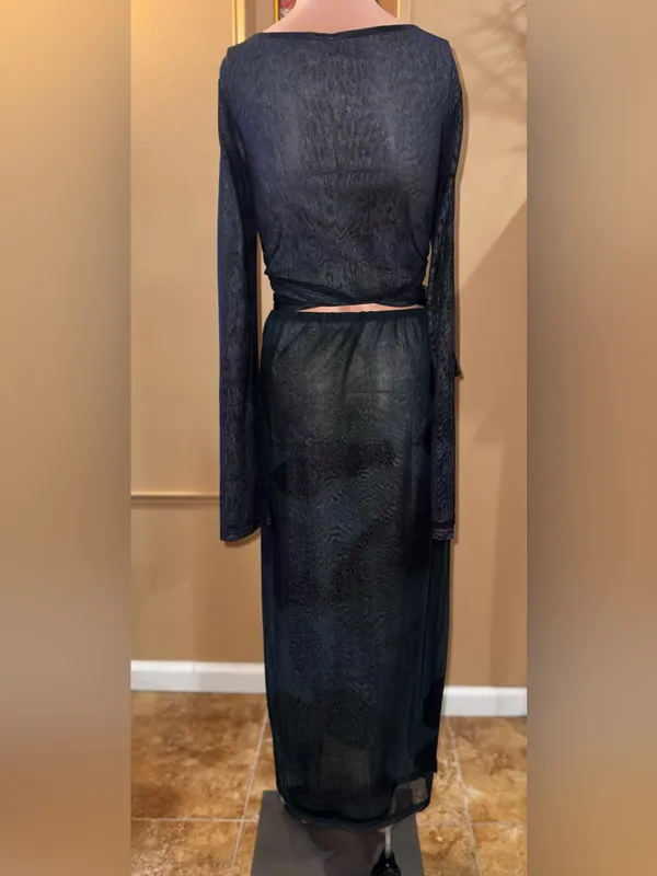 Free People Valentine Reversible Mesh Midi Skirt Set L - Image 4