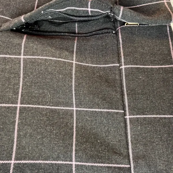 LOFT‎ Petite Marisa Pants Charcoal Grey Pink Plaid Straight Leg Casual Size 2P - Image 6