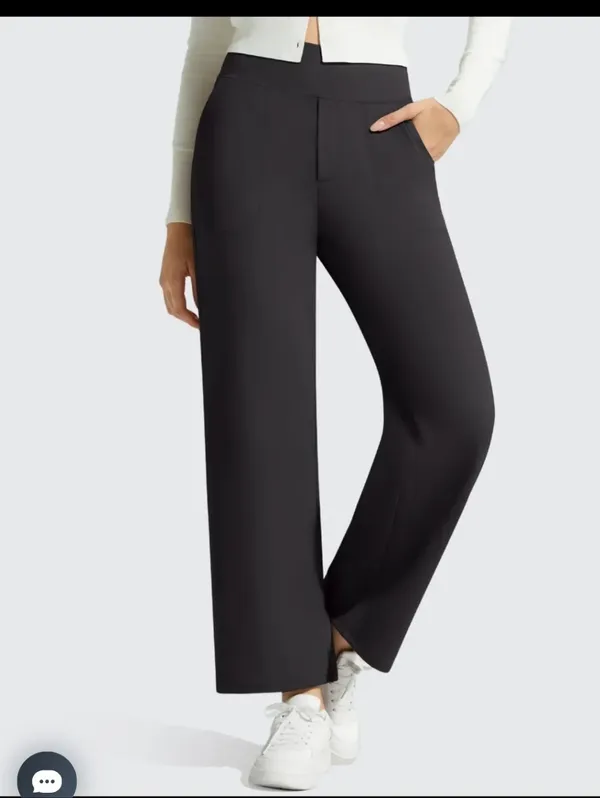NWT G4Free BareFeel Faux Fly Ankle Casual Dress Pants Black Wide - Image 2