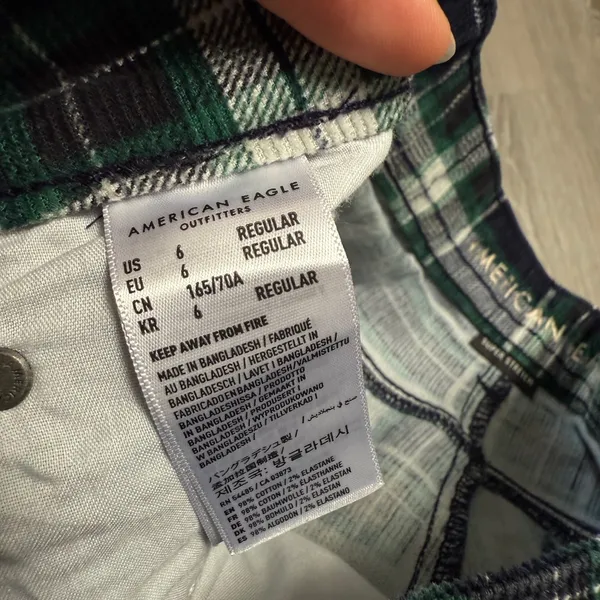 American Eagle Outfitters Green and Blue Plaid Bootcut Pants - Image 5