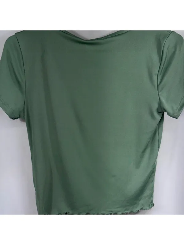 Heart & Hips Alexa Cropped Tee Sage Green Short Sleeve Top Size Small - Image 7