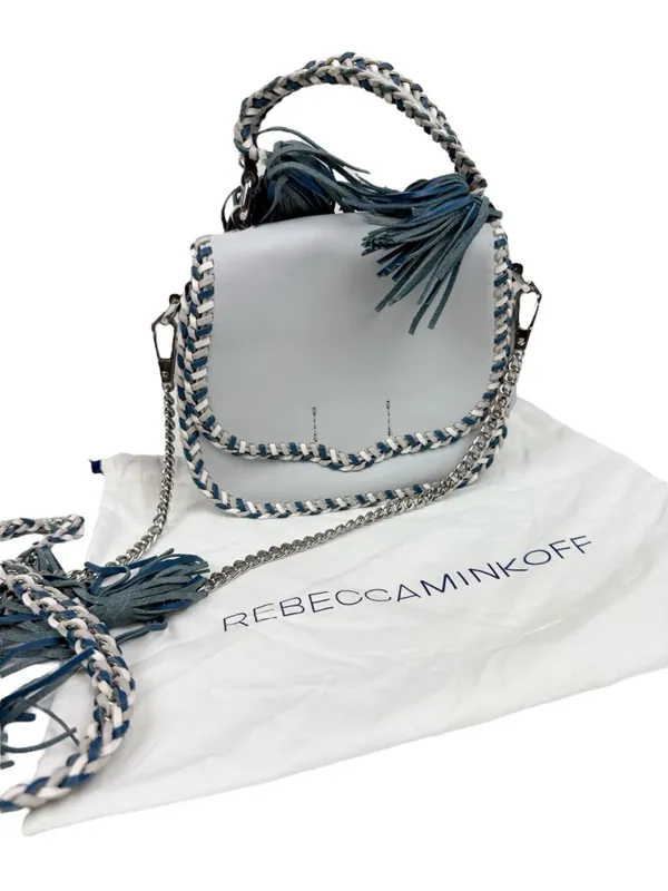 Rebecca Minkoff Chase Medium Saddle Bag Light Blue Leather Tassel Crossbody Bag - Image 2