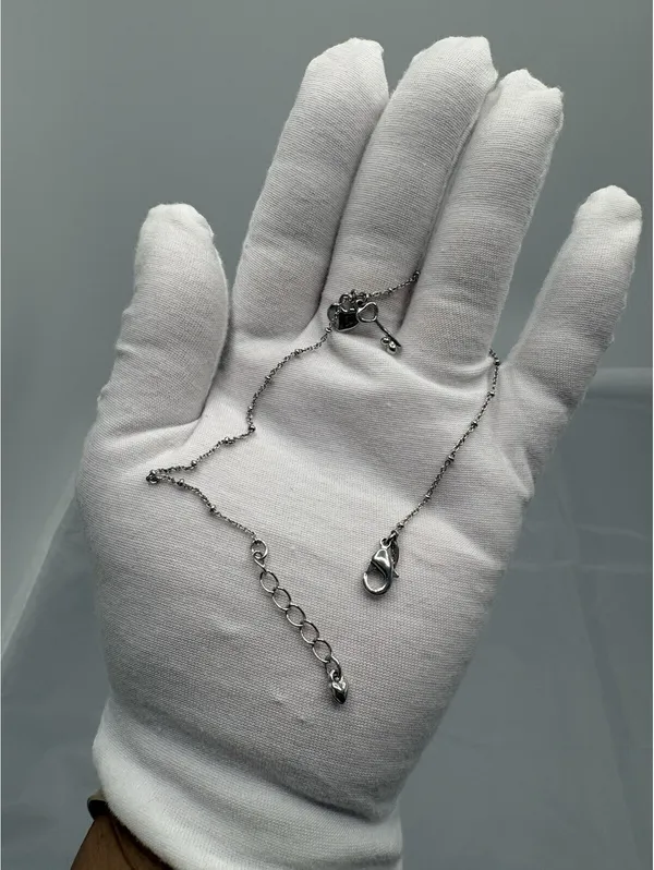 NR Silver Stainless Steel Heart & Key Charm Cable Chain Anklet, Lobster - Image 3