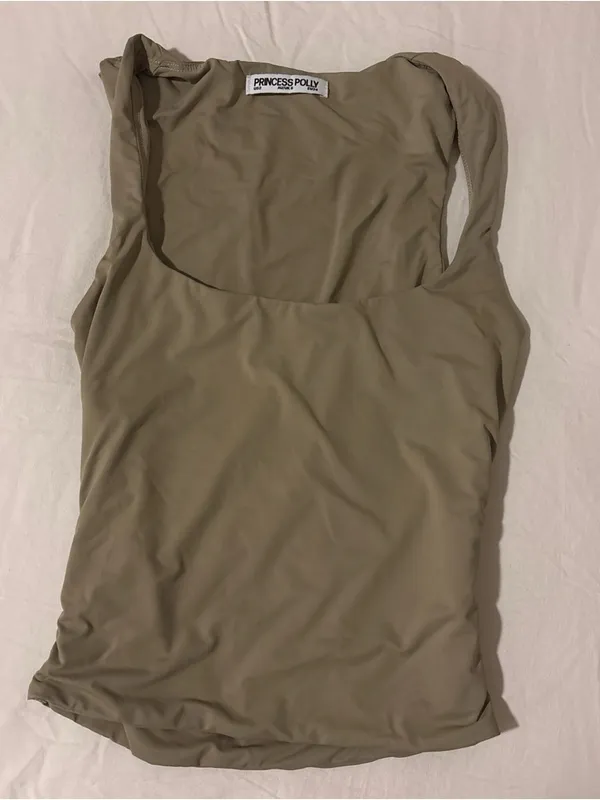 Princess Polly Zoe Square Neck Crop Tank in beige - Image 7