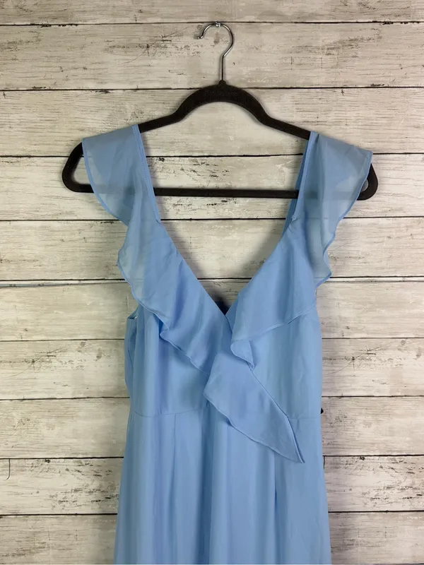 Lulus Charming Event Light Blue Asymmetrical Ruffled Maxi Dress Size Medium - Image 4