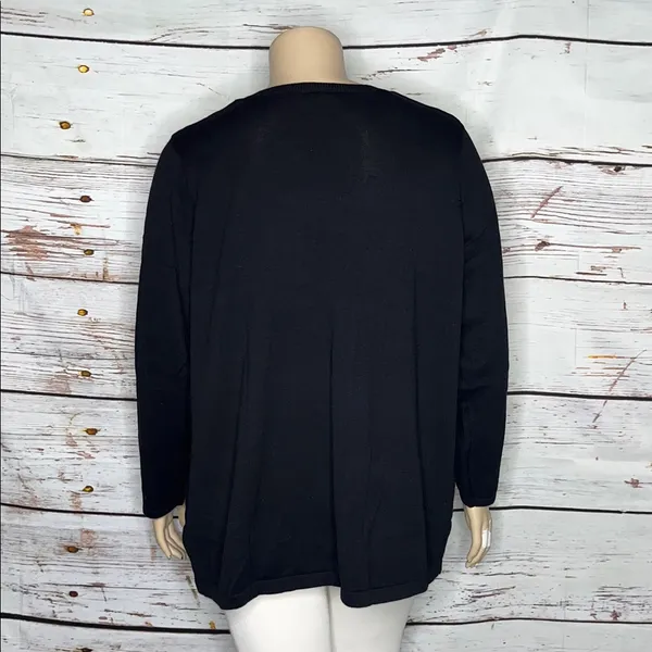 Catherines Size 2X Black - Owl Sequin Christmas Crewneck Sweater Top - Image 3