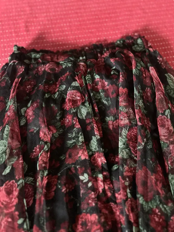 Stradivarius rose floral midi skirt - Image 4