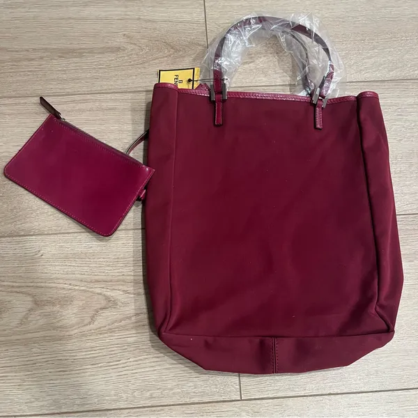 NWT Fendi Magenta Pink Leather Nylon Mini Shopper Tote with Change Purse - Image 6