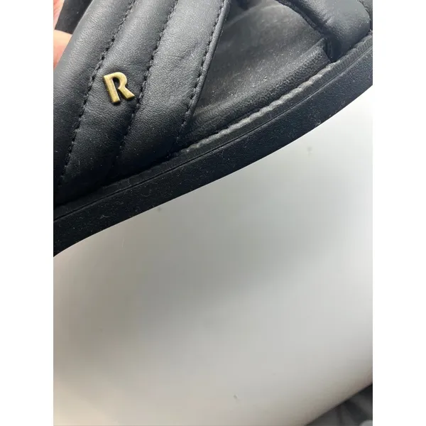 Reef Loft Lux X Black Leather Quilted‎ Crisscross Slide Sandals Womens Size 7 - Image 6