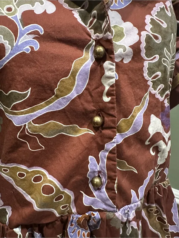 Entro Multi Mixed‑Print Button‑Front Midi Dress – Red Bean – Size M - Image 14