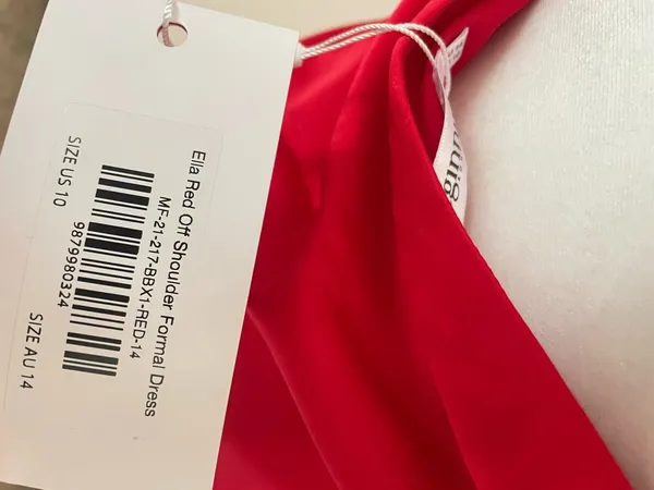 Beginning Boutique Ella Red Satin Maxi Dress Gown Slip Off Shoulder US 10 New - Image 9