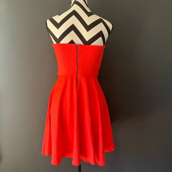 AMANDA UPRICHARD Sweetheart Neck Strapless Ponti Dress Mini Neon Orange‎ Medium - Image 4