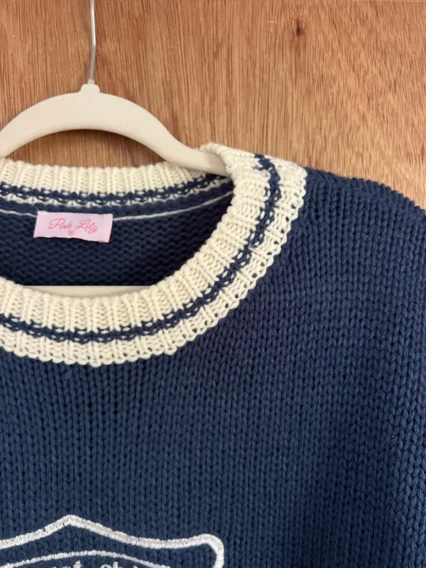 Pink Lilly vintage cable knit crochet tennis sweater - Image 5