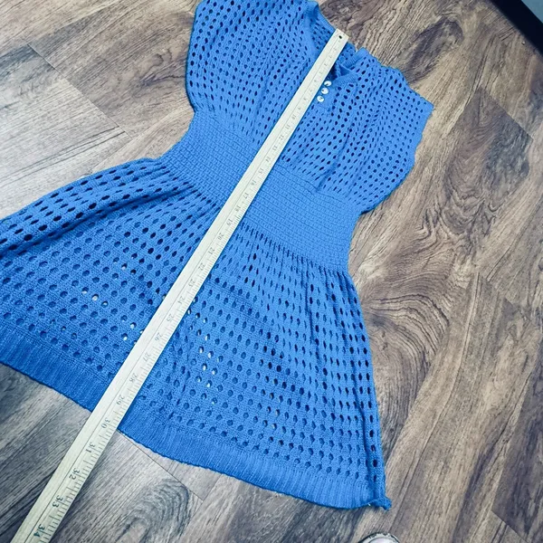 Calvin Klein Turquoise Womens Crochet Knit Dress Swim‎ Cover-Up Size Small - Image 6