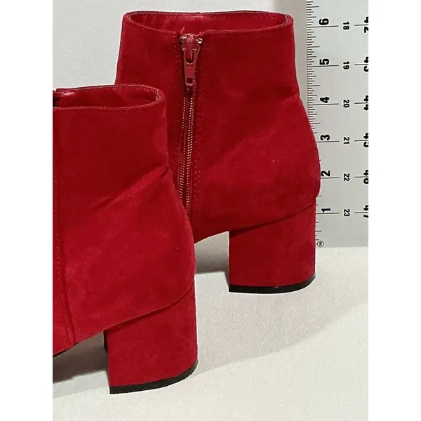 Woman’s Shein Rapid 01 Size 7 Red Pointed Toe Side Zip Chunky Heel Ankle Bootie - Image 5