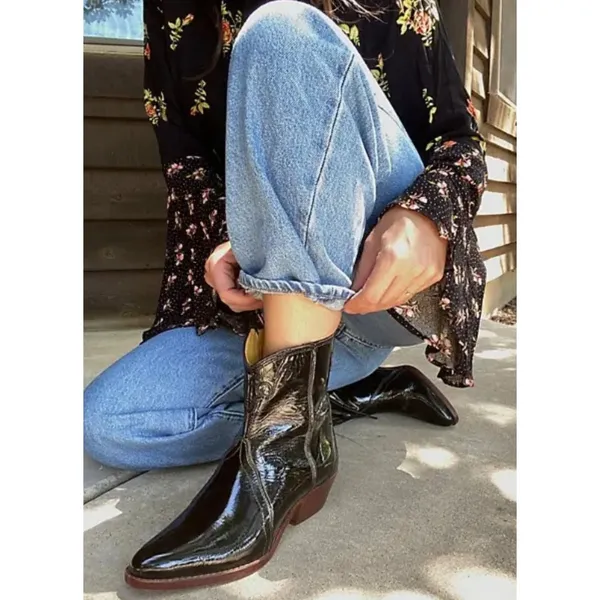 NEW IN‎ BOX Free People New Frontier Western Boot Black Patent Leather Size 40 - Image 2