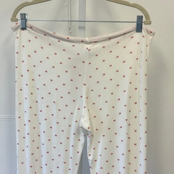 Eberjey Gisele Heart Print Pajama Pants Joggers Cream Pink XS 1331 - Image 5