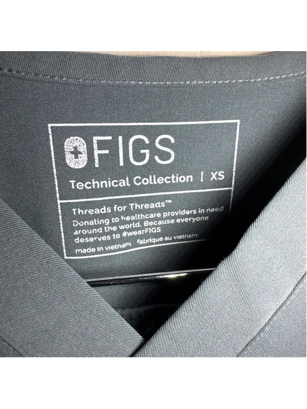 FIGS Scrub Set Size Top XS Grey with Light Green Drawstring BOTTOM Sz small - Image 3
