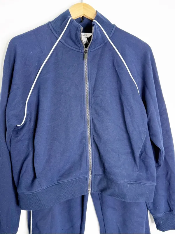 SPANX AirEssentials Sweatsuit Large Navy Full Zip Jacket Flare Pants Set - Image 2