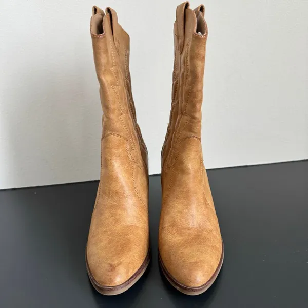 Altar'd State Jesika Brown Vegan Leather Short Cowboy Boots Size 6 Western - Image 5