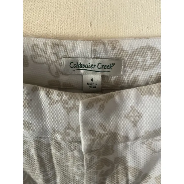 Coldwater Creek Women’s Size 4 White Beige Floral Print Capri Pants Cropped - Image 5