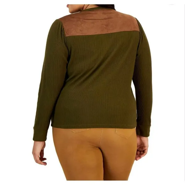 Womens Tommy Hilfiger Plus Waffle Knit Thermal Henley Long Sleeve Shirt Top - 1x - Image 2