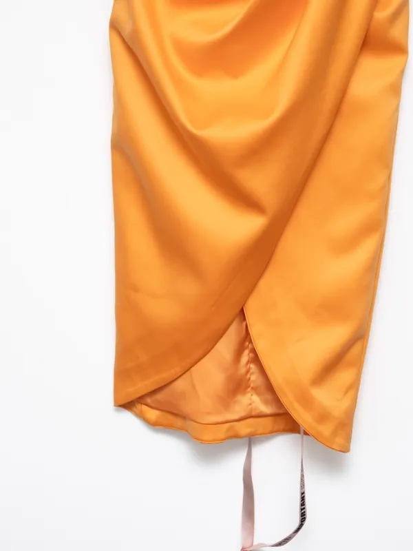 House of CB - Bianca Tangerine Satin Corset Midi Dress - Image 12