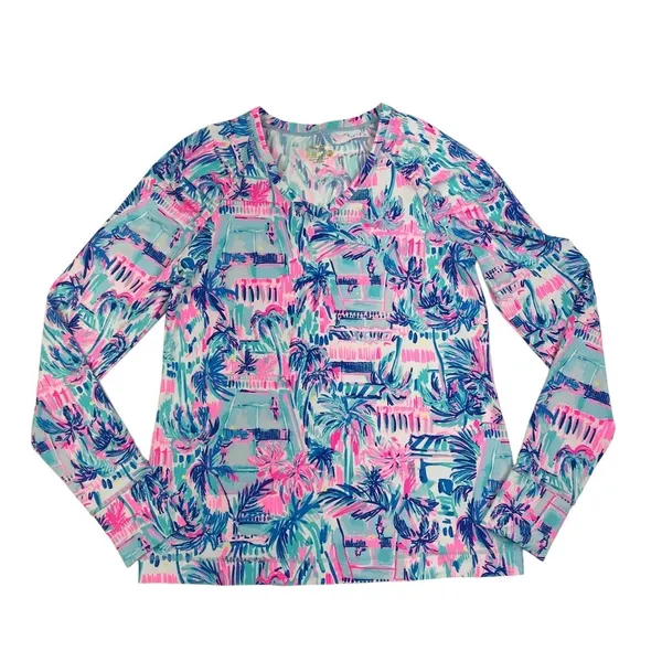 LILLY PULITZER Tarah Luxletic SunGuard Top M Ravello Blue Perfect Match Tennis - Image 6