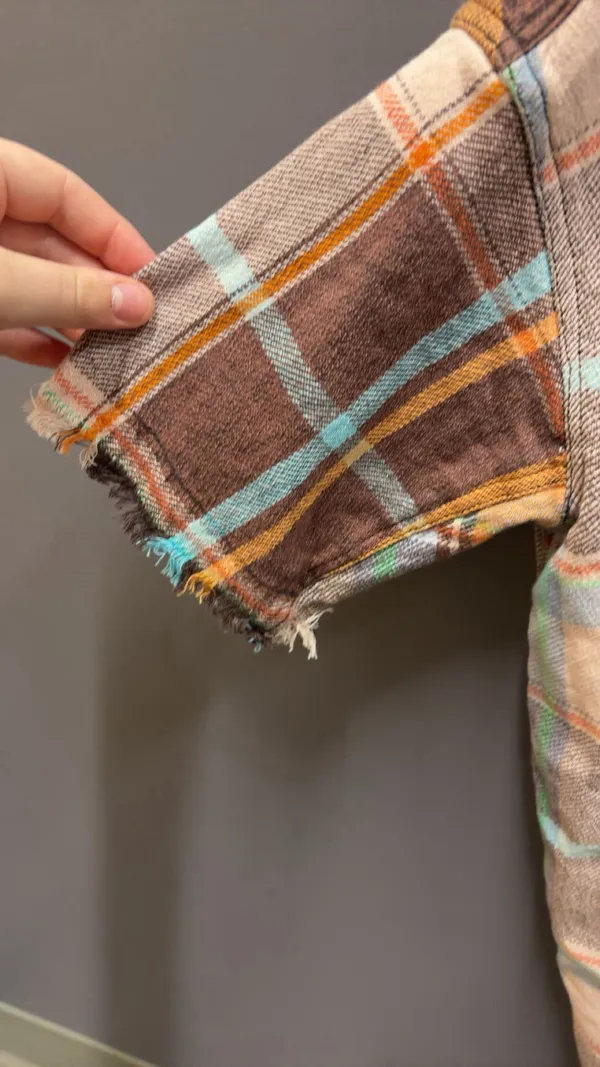 We The Free Vintage Crush Plaid Shirt Brown Combo - Image 6