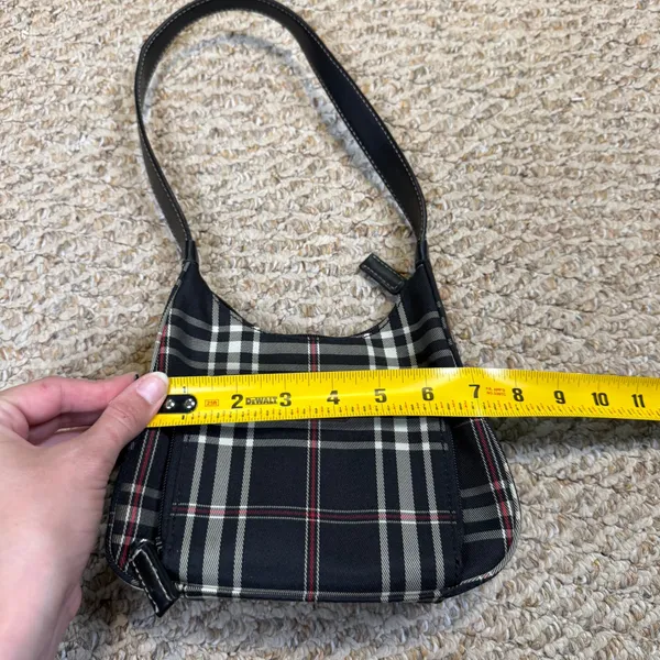 VTG Nine West Black Plaid Shoulder Bag Organizer Mini Purse Y2K Style Punk - Image 6