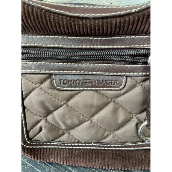 Tommy Hilfiger Brown Corduroy Zip Mini Bag - Image 6