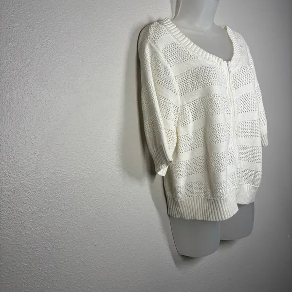 Torrid Open Knit Zip Up Short Boho Sleeve Sweater Top Womens Size 2 - Image 2
