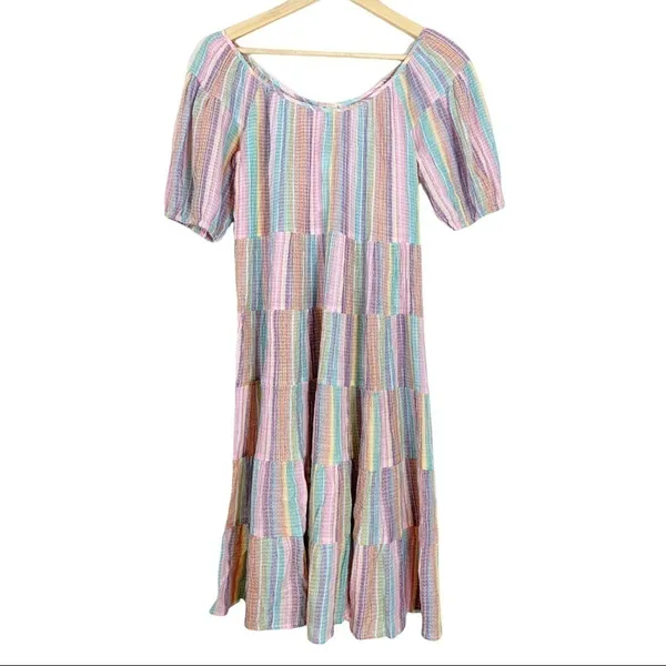J.Crew Short Sleeve Pastel Striped Midi Dress Size XXS NWT - Image 4