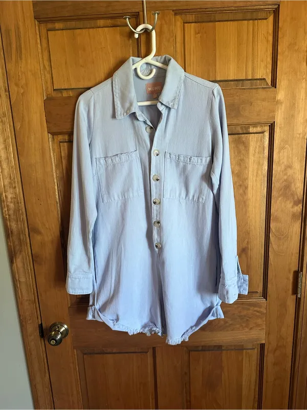 Show Me Your MuMu Light Blue Denim Romper size small - Image 2