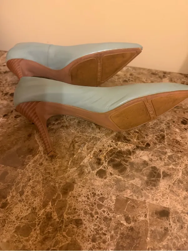 Nine West light blue Pointed Toe Leather Pumps - Image 6