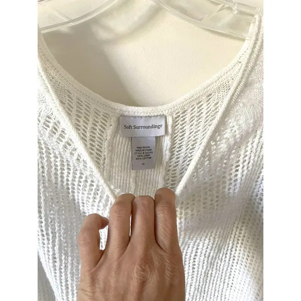 Soft Surroundings Linen Blend Lightweight Sweater White Purple Size XL - Image 6