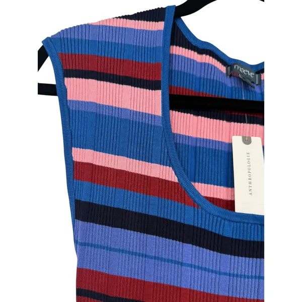 NWT Anthropologie Maeve Beca Ribbed Sweater Fit & Flare Striped Mini Dress Sz M - Image 10