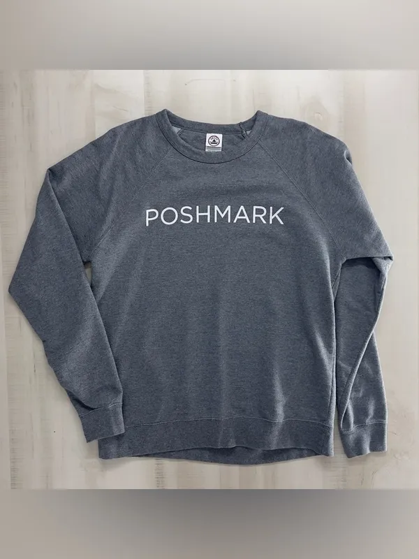 UNISEX Poshmark Gray Crewneck Sweatshirt XL soft loose fit merch delta fleece - Image 6