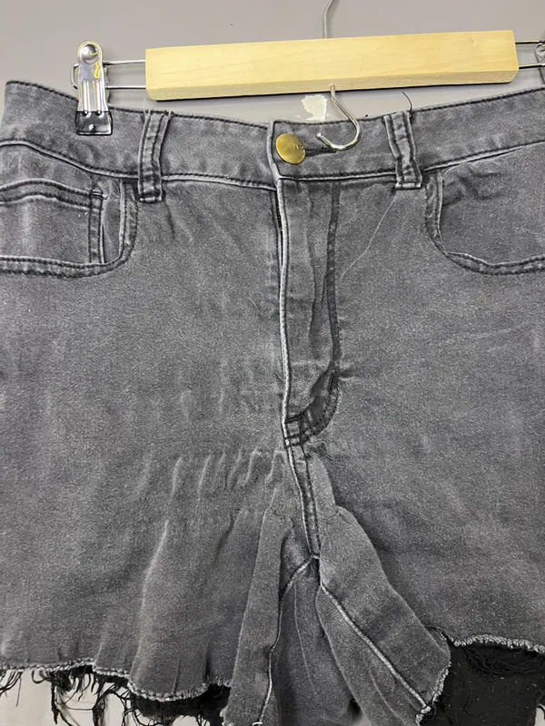 American Eagle Outfitters Shorts Womens 12 Gray Hi Rise Shortie Stretch Cutoff - Image 2