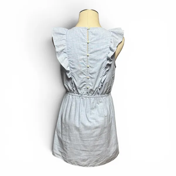 Madewell Cotton Bellflower Ruffle A-Line Mini Dress Chambray Blue 6 - Image 4