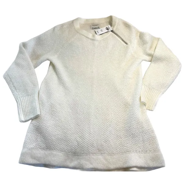 Abercrombie & Fitch Crewneck Knit Sweater | Zip Shoulder Cream NWT - Image 5