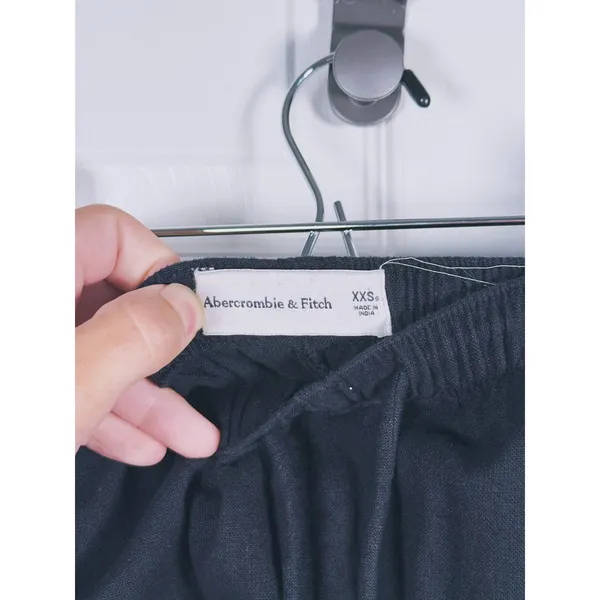 Abercrombie & Fitch Gemma Linen Blend Wide Leg Pant Size XXS Short Black Minimal - Image 4