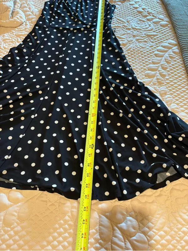 Lauren Ralph Lauren Sleeveless Polka-Dot Midi Dress black/white size 2 - Image 11