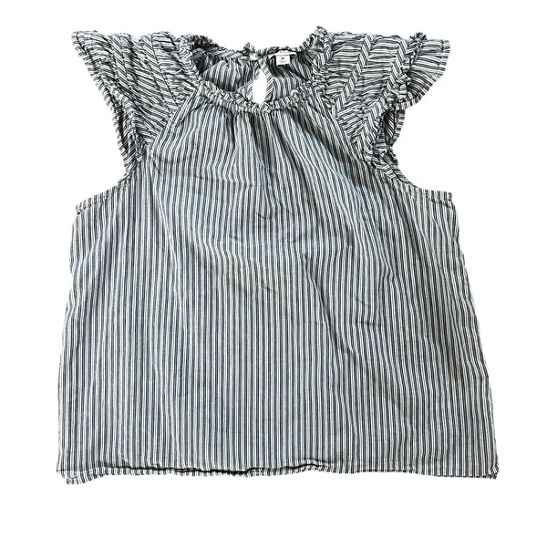 J.Crew Striped Ruffle Flutter Sleeve Cotton Blouse | Women's Medium - Image 2