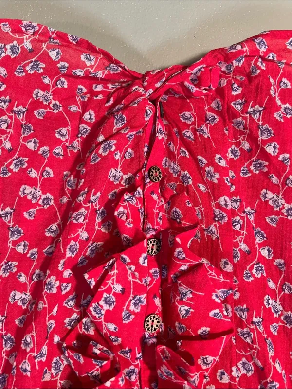 Edme‎ & Esyllte Anthropologie Women's Sleeveless Button Down Blouse Red Floral - Image 5