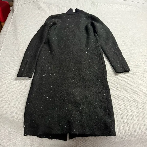 Ann Taylor Black Women's Longline Collared Sweater Coat Coatigan XSmall Pockets - Image 6