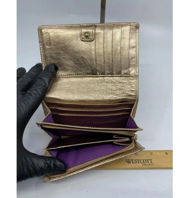 Coach Women's Gold Tan Wallet - Image 8