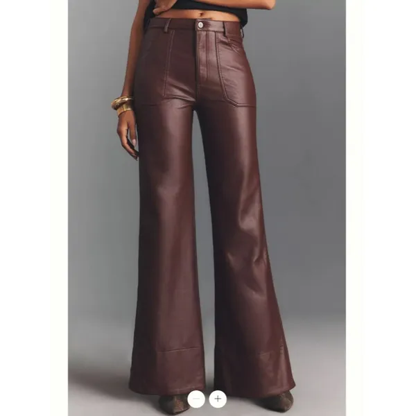 Anthropologie Pilcro The Rylan Faux-Leather Relaxed High-Rise Flare Pants - Image 3