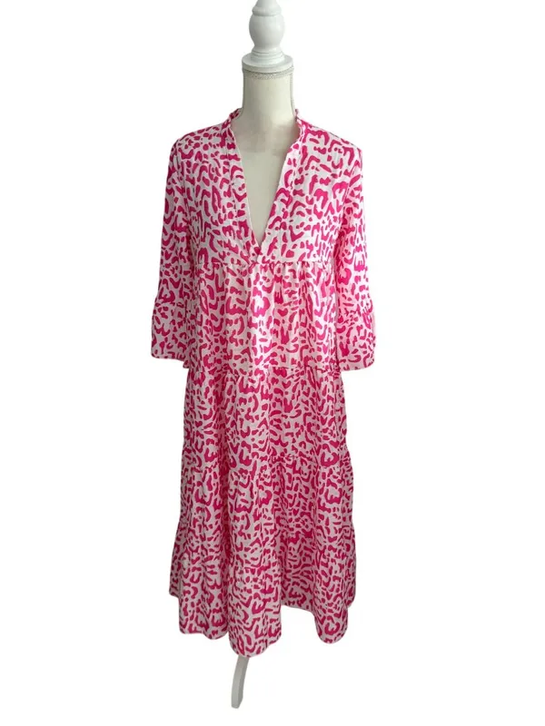 MADE WITH LOVE Pink White Animal Print Maxi Dress Size Small NEW NWT - Image 10