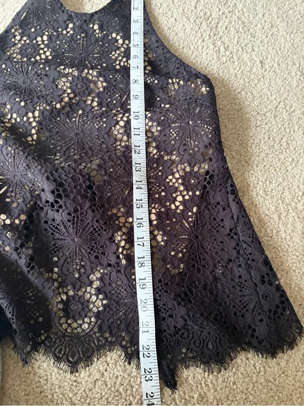 Intermix Y2K boho 90s 2000s black emo goth lace haulter cami tank top size xs - Image 14